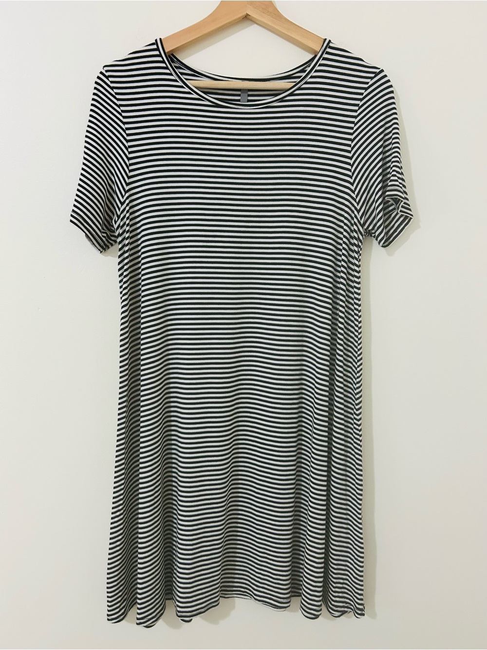 Jolie Striped Rayon Spandex Swing T-Shirt Dress M Made in USA